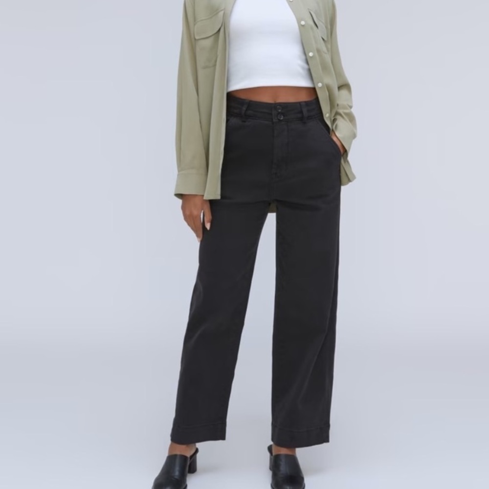 Everlane sz 6 Black High Rise The Organic Cotton Wide-Leg Pant New
